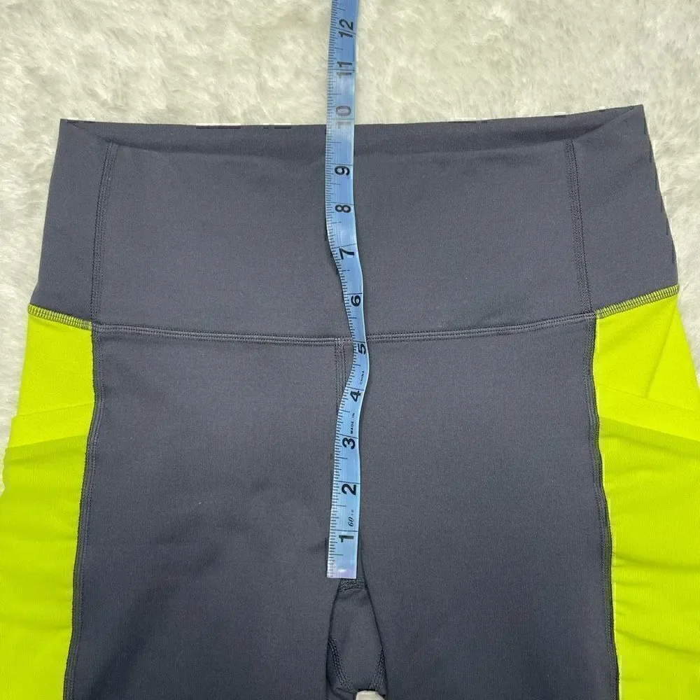 Fabletics Powerhold High Waisted Shorts Navy Blue Yellow Size Small - Picture 8 of 10